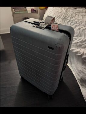 Away Hard-Shell Checked Medium Luggage Baby Blue